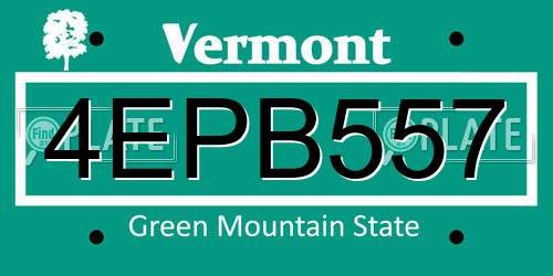 4EPB557 Vermont License Plate