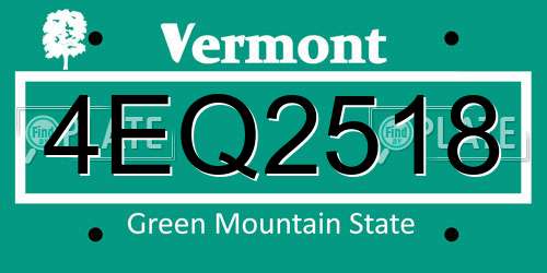 4EQ2518 Vermont License Plate