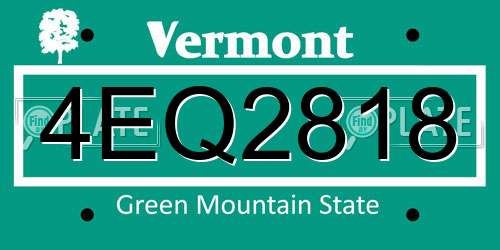 4EQ2818 Vermont License Plate
