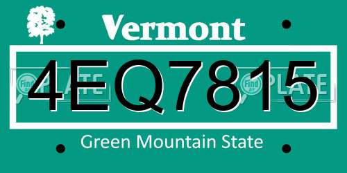 4EQ7815 Vermont License Plate