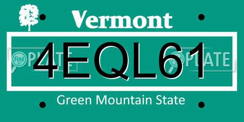 4EQL61 Vermont License Plate