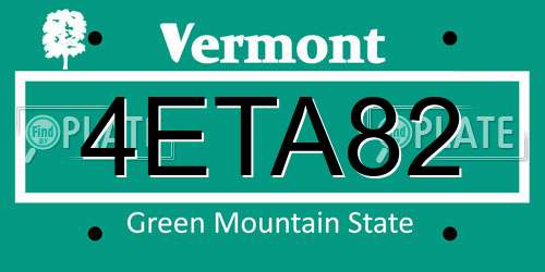 4ETA82 Vermont License Plate