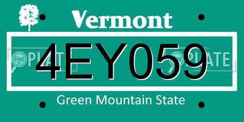 4EY059 Vermont License Plate
