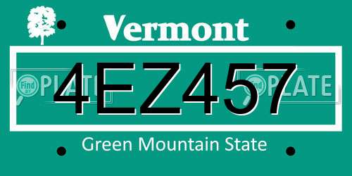 4EZ457 Vermont License Plate