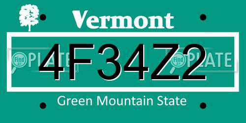 4F34Z2 Vermont License Plate