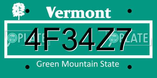 4F34Z7 Vermont License Plate