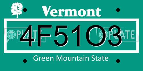 4F51O3 Vermont License Plate