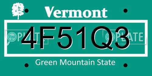 4F51Q3 Vermont License Plate