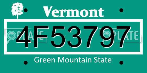 4F53797 Vermont License Plate
