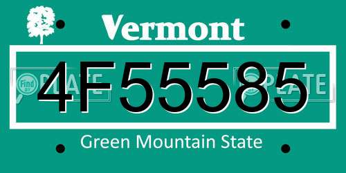 4F55585 Vermont License Plate