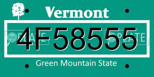 4F58555 Vermont License Plate
