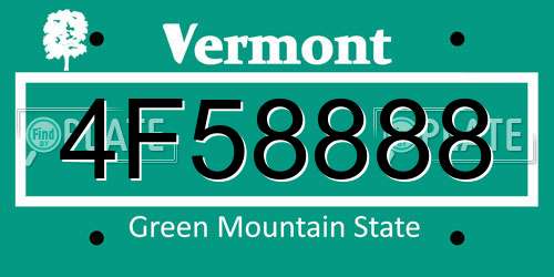 4F58888 Vermont License Plate