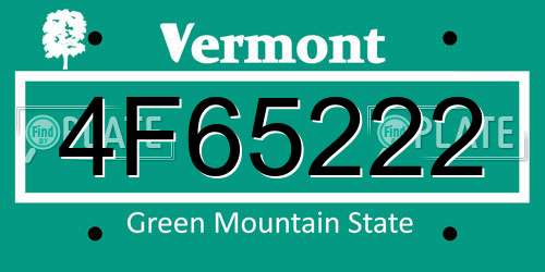 4F65222 Vermont License Plate