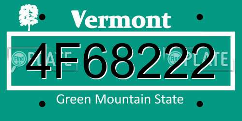 4F68222 Vermont License Plate