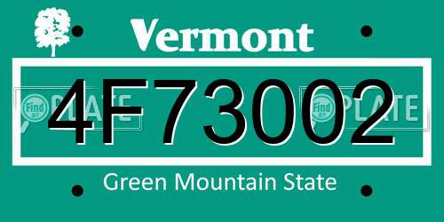 4F73002 Vermont License Plate