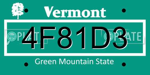 4F81D3 Vermont License Plate