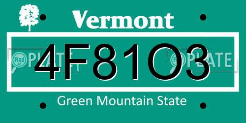 4F81O3 Vermont License Plate