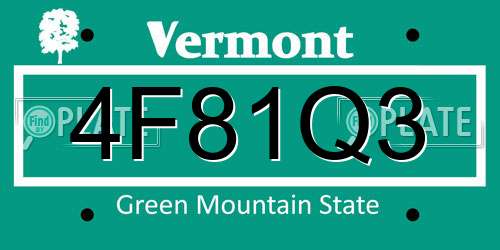 4F81Q3 Vermont License Plate