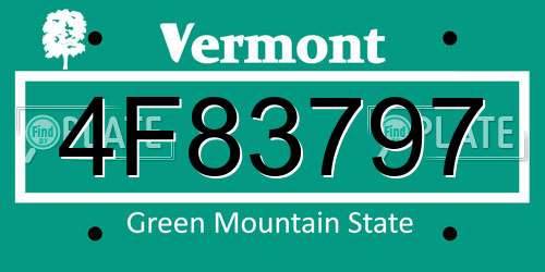 4F83797 Vermont License Plate