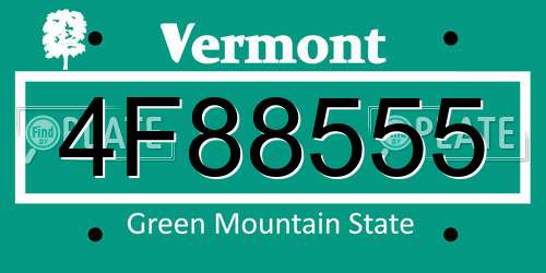 4F88555 Vermont License Plate