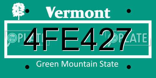 4FE427 Vermont License Plate