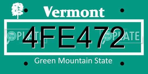 4FE472 Vermont License Plate
