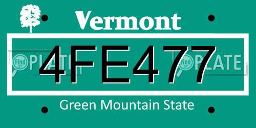 4FE477 Vermont License Plate