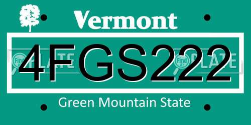 4FGS222 Vermont License Plate