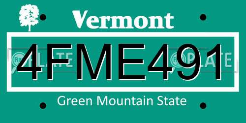 4FME491 Vermont License Plate