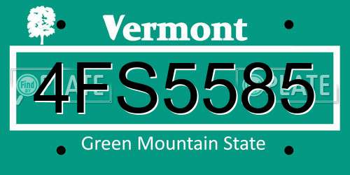 4FS5585 Vermont License Plate