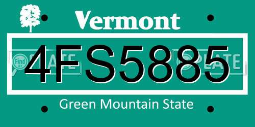 4FS5885 Vermont License Plate