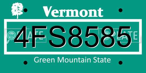4FS8585 Vermont License Plate