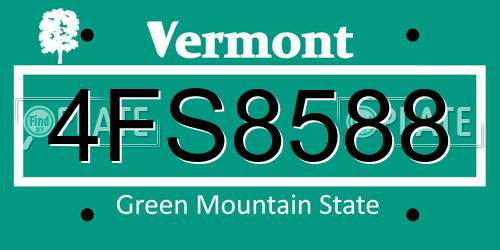 4FS8588 Vermont License Plate