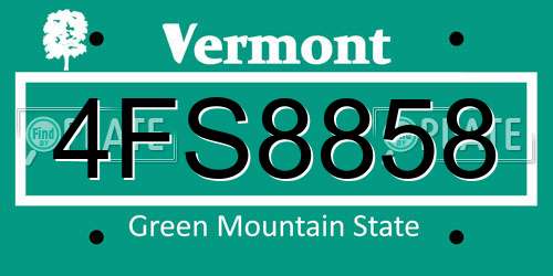 4FS8858 Vermont License Plate