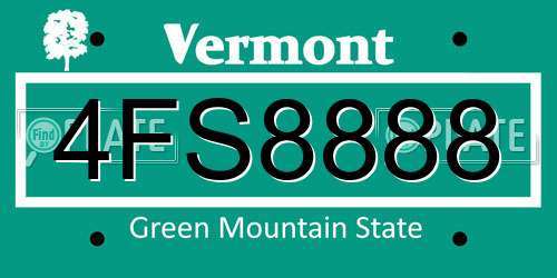 4FS8888 Vermont License Plate