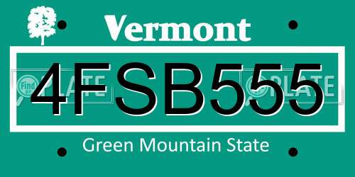 4FSB555 Vermont License Plate