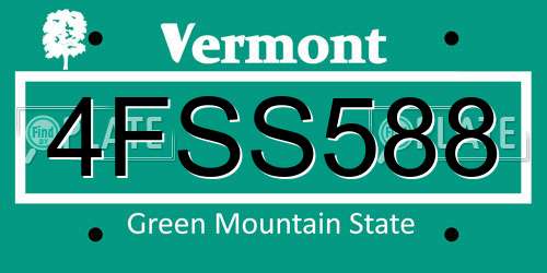 4FSS588 Vermont License Plate