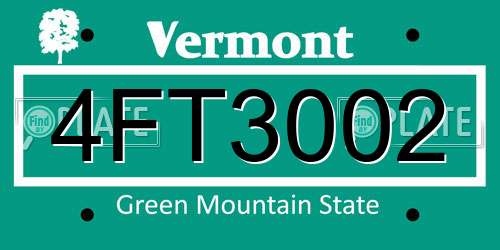 4FT3002 Vermont License Plate