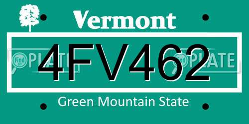 4FV462 Vermont License Plate