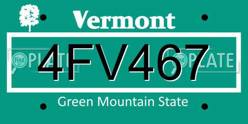 4FV467 Vermont License Plate