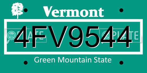 4FV9544 Vermont License Plate