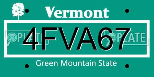 4FVA67 Vermont License Plate