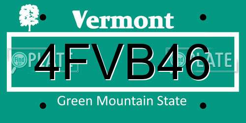 4FVB46 Vermont License Plate