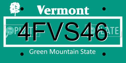 4FVS46 Vermont License Plate