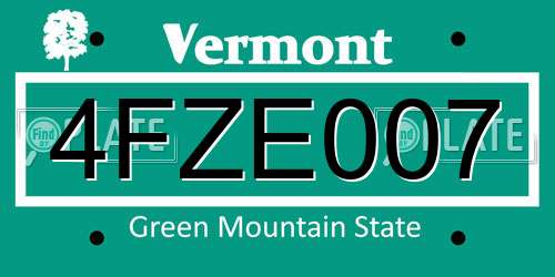 4FZE007 Vermont License Plate