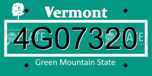 4G07320 Vermont License Plate