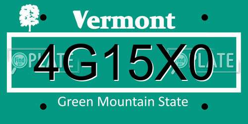 4G15X0 Vermont License Plate