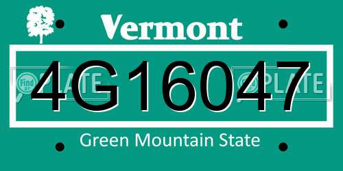 4G16047 Vermont License Plate