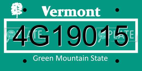 4G19015 Vermont License Plate