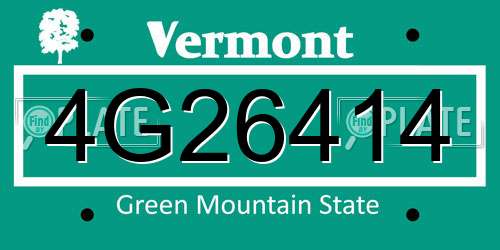 4G26414 Vermont License Plate